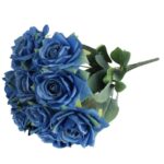 BUKIET 9 ROZWINIĘTYCH RÓŻ 48 CM KOLOR NIEBIESKI - obrazek 3