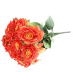 BUKIET 9 ROZWINIĘTYCH RÓŻ 48 CM KOLOR POMARAŃCZOWY - obrazek 3