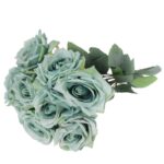 BUKIET 9 ROZWINIĘTYCH RÓŻ 48 CM KOLOR ZIELONY - obrazek 3