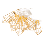 LAMPKI CHOINKOWE 10 LED METALOWE DIAMENTY ZŁOTE ZASILANIE BATERIA - obrazek 2