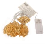 Łańcuch Świetlny z Metalowymi Złotymi Liśćmi LED do Choinki, 10 Lamp, Zasilanie Bateryjne - obrazek 2