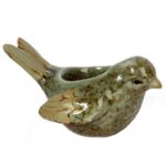 Świecznik Ceramiczny w Kształcie Ptaka, Zielony, 14 cm - obrazek 2