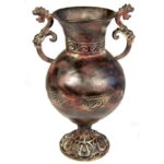 Amfora z metaloplastyki w kolorze brązowym 36x18 cm