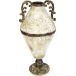 Wazon z metaloplastyki w kolorze kremowo-brązowym 40x19 cm