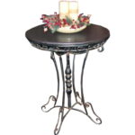 Stolik okrągły z metaloplastyki w kolorze czarnym