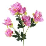 Gałązka z Sześcioma Mini Piwoniami Fioletowymi - Kwiat Sztuczny 60 cm - obrazek 2