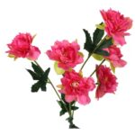 Sztuczna Gałązka z 6 Mini Piwoniami Różowymi 60 cm - obrazek 2