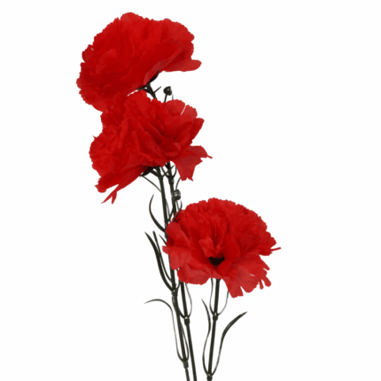 Sztuczny goździk cieniowany - 3 główki, czerwony, 65 cm
