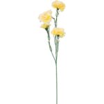 Sztuczna Gałązka z Pięcioma Jasno-Żółtymi Goździkami o Długości 68 cm - obrazek 3