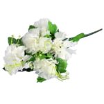 Biały Bukiet Sztucznych Goździków z Gipsówką - 9 Sztuk, 50 cm - obrazek 3