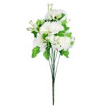 Biały Bukiet Sztucznych Goździków z Gipsówką - 9 Sztuk, 50 cm