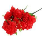 Elegancki Bukiet Sztucznych Goździków z Gipsówką w Kolorze Czerwonym - 50 cm - obrazek 3