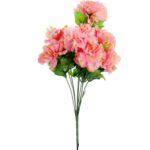 Bukiet Sztucznych Goździków z Gipsówką w Kolorze Łososiowym - Wysokość 50 cm