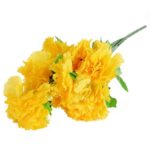 Bukiet Sztucznych Goździków w Kolorze Żółtym z Dodatkiem Gipsówki - 9 Sztuk, 50 cm - obrazek 3