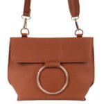 Elegancka torebka wieczorowa z złotymi detalami w kolorze brązu