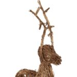 Renifer z Rattanu Brokatowy 40 cm - Figurka Dekoracyjna Brązowy - obrazek 3