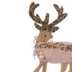 Figurka Drewnianego Renifera z Różowym Futerkiem i Cekinami 13x4x22.5 cm - obrazek 3