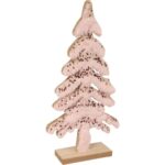 Drewniana Choinka z Różowym Futerkiem i Cekinami - obrazek 2