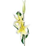 Żółta Lilia z Dwoma Kwiatami i Pąkiem - Dekoracyjna Gałązka 74 cm - obrazek 2