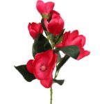 Gałązka Dekoracyjna z 5 Magnolii Ciemno Różowych o Realistycznym Wyglądzie - obrazek 2