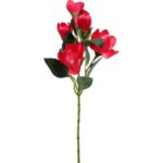 Gałązka Dekoracyjna z 5 Magnolii Ciemno Różowych o Realistycznym Wyglądzie