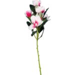 Gałązka Dekoracyjna z 5 Szlachetnymi Magnoliami w Jasnoróżowym Kolorze - 45 cm