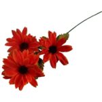 Czerwona Gałązka z 3 Margaretkami - Sztuczny Kwiat o Długości 60cm - obrazek 2