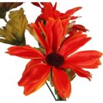 Czerwona Gałązka z 3 Margaretkami - Sztuczny Kwiat o Długości 60cm - obrazek 3