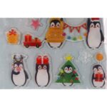 Świąteczne Samoprzylepne Naklejki Żelowe z Pingwinami 24cm do Okna i Innych Powierzchni - obrazek 3