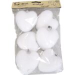 Komplet 6 flokowanych serc zawieszek 6.5 cm