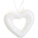 Komplet 6 Białych Opalizujących Serduszek Styropianowych 5.5 cm w Boxie PVC