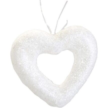 Komplet 6 Białych Opalizujących Serduszek Styropianowych 5.5 cm w Boxie PVC