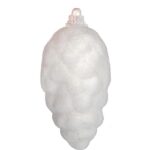 Komplet 6 Białych Styropianowych Szyszek z Srebrnym Brokatem - Dekoracje Świąteczne 8 cm - obrazek 2