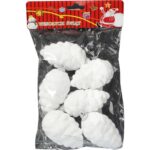 Komplet 6 Białych Styropianowych Szyszek z Srebrnym Brokatem - Dekoracje Świąteczne 8 cm