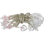 Miksowane Lampki Choinkowe LED w Kształcie Serduszek, Choinek i Śnieżynki, Kolor Czerwony, Zielony, Biały na Przeźroczystym Przewodzie