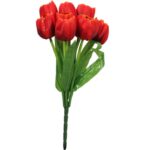 Sztuczne Tulipany Czerwone - 9szt, Wysokość 38cm, Bukiet Dekoracyjny - obrazek 2