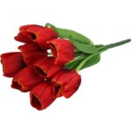 Sztuczne Tulipany Czerwone - 9szt, Wysokość 38cm, Bukiet Dekoracyjny - obrazek 3