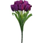 BUKIET 9 SZTUCZNYCH TULIPANÓW W KOLORZE FIOLETOWYM - WYSOKOŚĆ 38 CM - obrazek 2