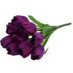 BUKIET 9 SZTUCZNYCH TULIPANÓW W KOLORZE FIOLETOWYM - WYSOKOŚĆ 38 CM - obrazek 3