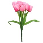 BUKIET 9 JASNO RÓŻOWYCH SZTUCZNYCH TULIPANÓW WYSOKIEJ JAKOŚCI, 38 CM - obrazek 2