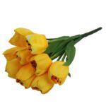 Sztuczne Tulipany Żółte, Bukiet 9 Sztuk, Wysokiej Jakości, Wysokość 38 cm - obrazek 3