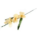 Sztuczny Kwiat Gladiola Kremowy 55 cm z Listkami Wysokiej Jakości - obrazek 3