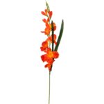 Sztuczna gałązka gladioli pomarańczowej o długości 70 cm