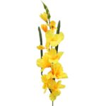Sztuczny kwiat Gladioli w kolorze żółtym o długości 70 cm - obrazek 2