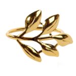 Złota Obrączka Dekoracyjna do Serwetek w Kształcie Gałązki Liścia - obrazek 2