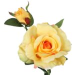 Gałązka sztucznej róży z kolcami i pąkiem w kolorze żółtym 70 cm - obrazek 2