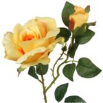 Gałązka sztucznej róży z kolcami i pąkiem w kolorze żółtym 70 cm - obrazek 3