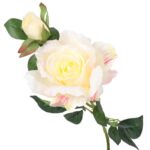 Gałązka róży z pąkiem w kolorze kremowym 70cm - obrazek 2