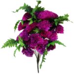 Bukiet Fioletowych Goździków z Paprociami, Dekoracja Wyglądająca Jak Żywa, 58 cm - obrazek 3