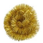 Złoty łańcuch choinkowy z metalizowanej folii, średnica 7 cm, długość 2 m